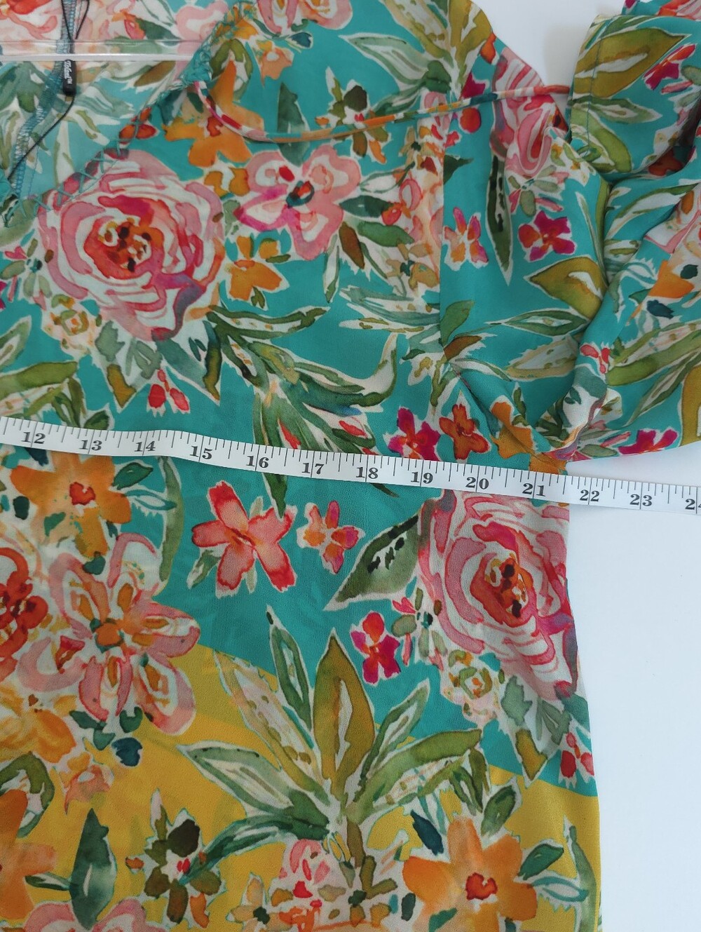 Tolani 100% Silk Blue/Yellow Floral Tassle Long Sleeve Size L - Picture 5 of 12